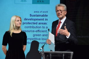 Agne Jasinaviciute and Andreas Holz, representative of Alfred Toepfer Stiftung, during the Awards Ceremony.