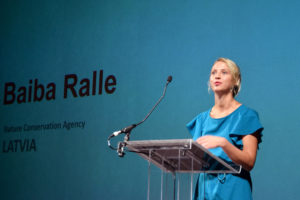 Baiba Ralle presenting her project proposal during the Awards Ceremony.