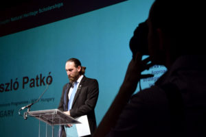 László Patkó on stage at the Alfred Toepfer Awards Ceremony 2018.