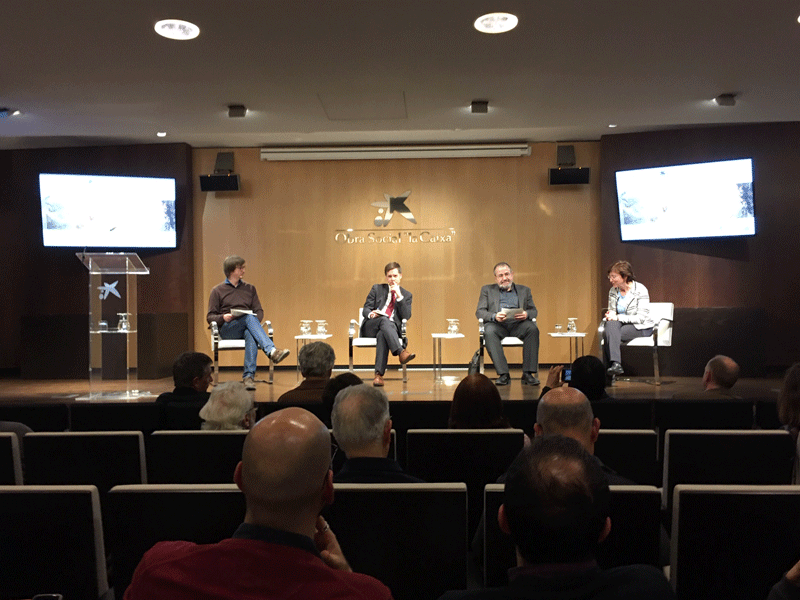 From left to right: Marc Vilahur - Preseident of the Catalonian Land Stewardship, Arnau Queralt - Director of the Counsil for the Sustainable Development of Catalonia, Ferran Miralles - General Director of Environmental Policies of and Nature of the Catalonian Regional Government, Carme Bertral - Secretary of Health Service and Participation of the Catalonian Regional Government.