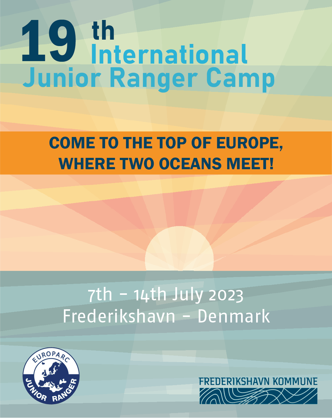 The poster with details for the International Junior Ranger Camp from the 7th to the 14th July 2023 in Frederikshavn in Denmark